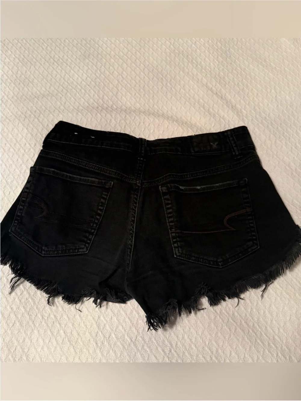 American Eagle Outfitters Black Distressed Denim Shorts